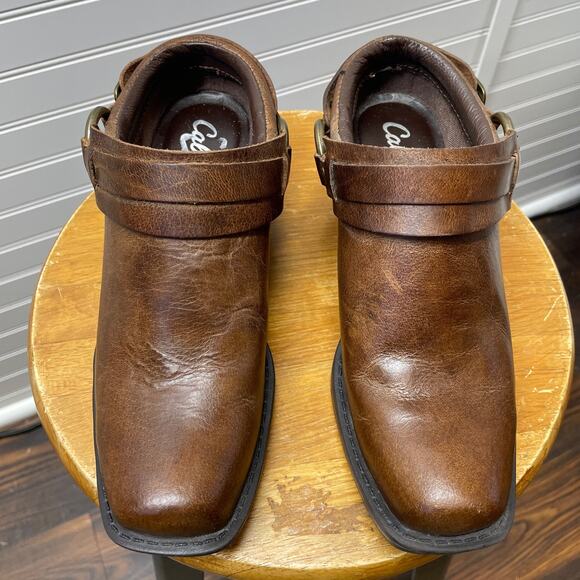 Cabela’s Western Harness Leather Slip On Mules/Clogs Size 6 - Picture 3 of 12